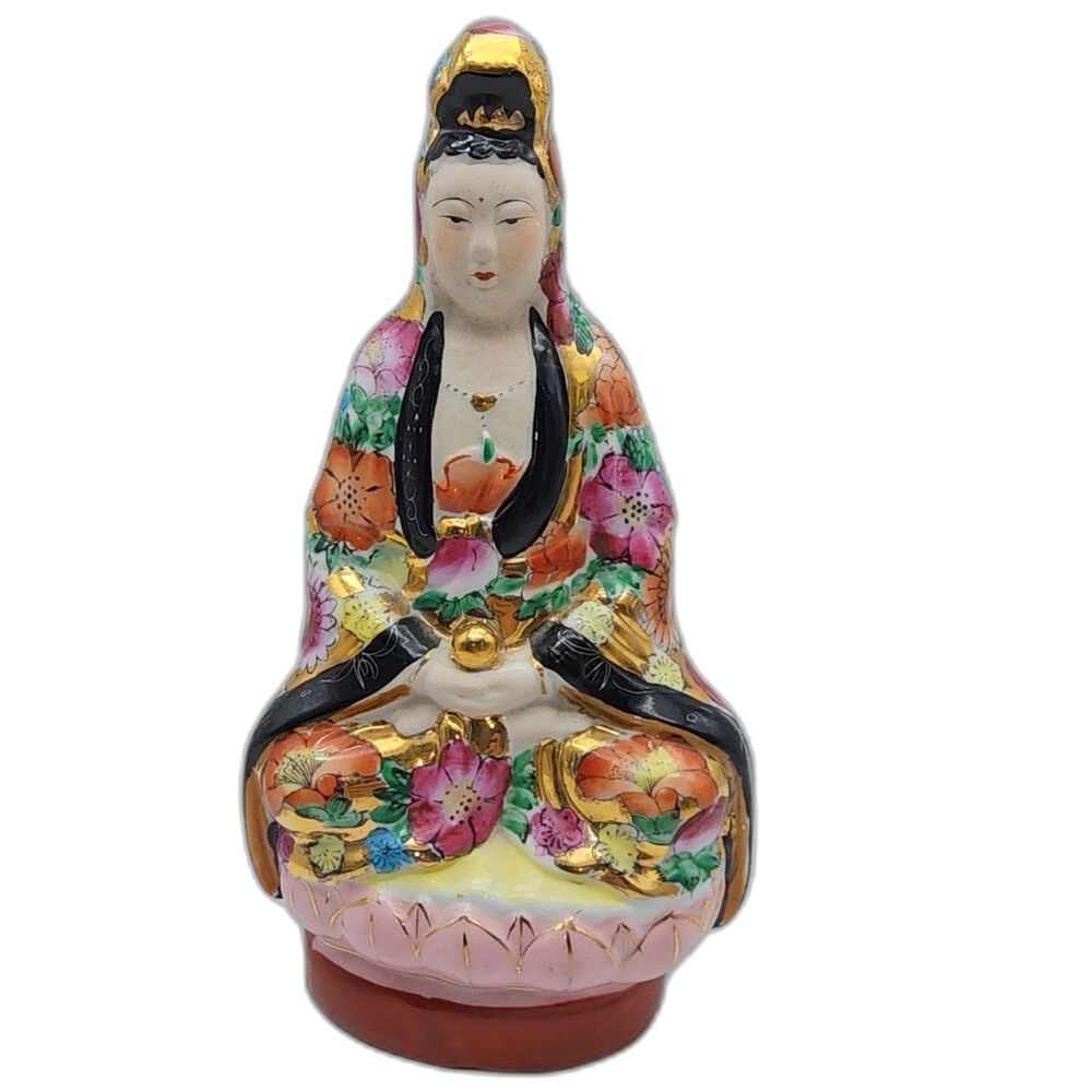 Antique Chinese Kwan Yin Buddhist Porcelain Figurine 8"